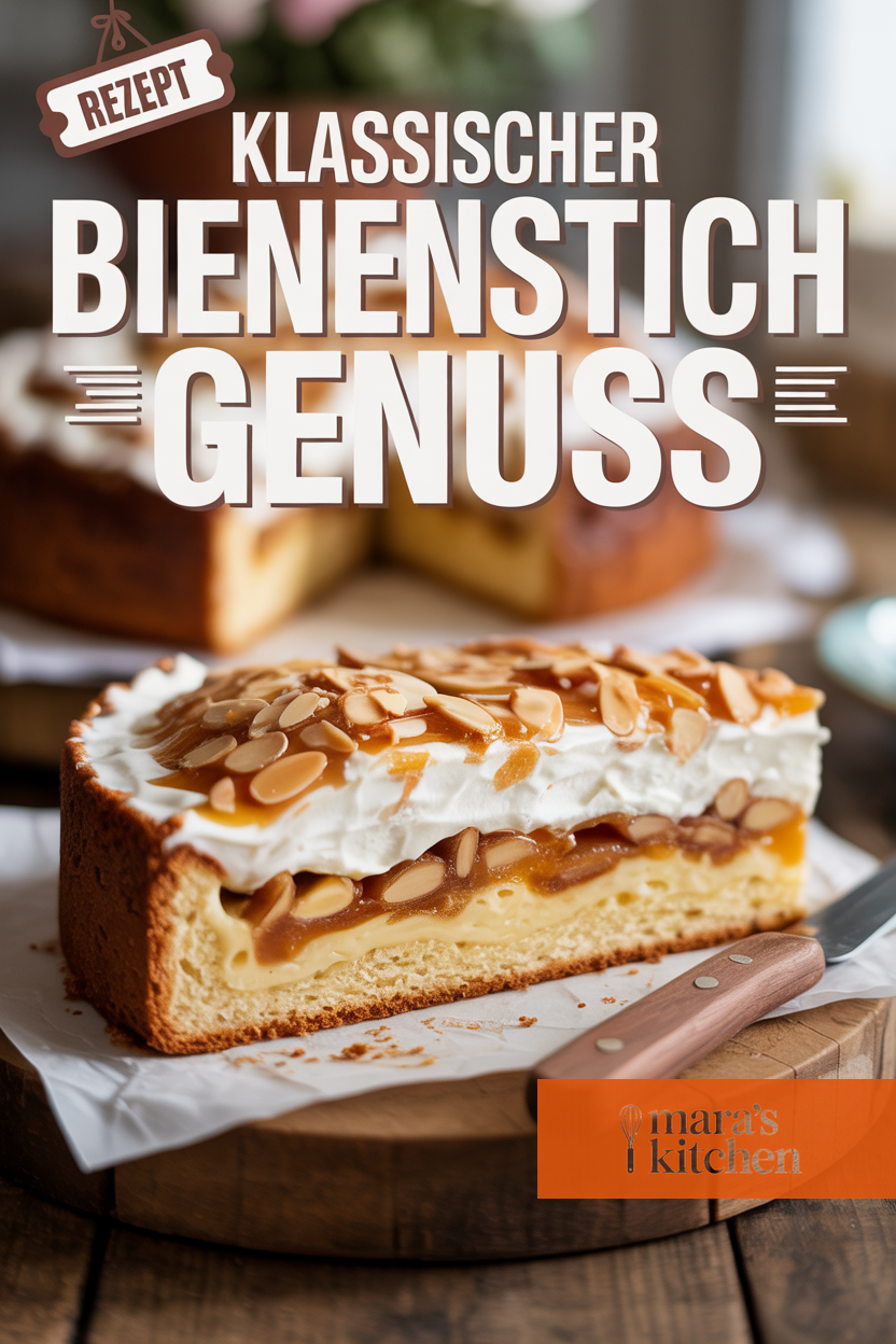 Bienenstich – Klassischer deutscher Blechkuchen Pinterest Pin