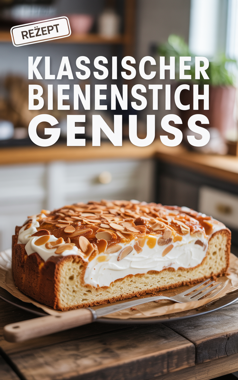 Bienenstich – Klassischer deutscher Kuchen Pinterest Pin