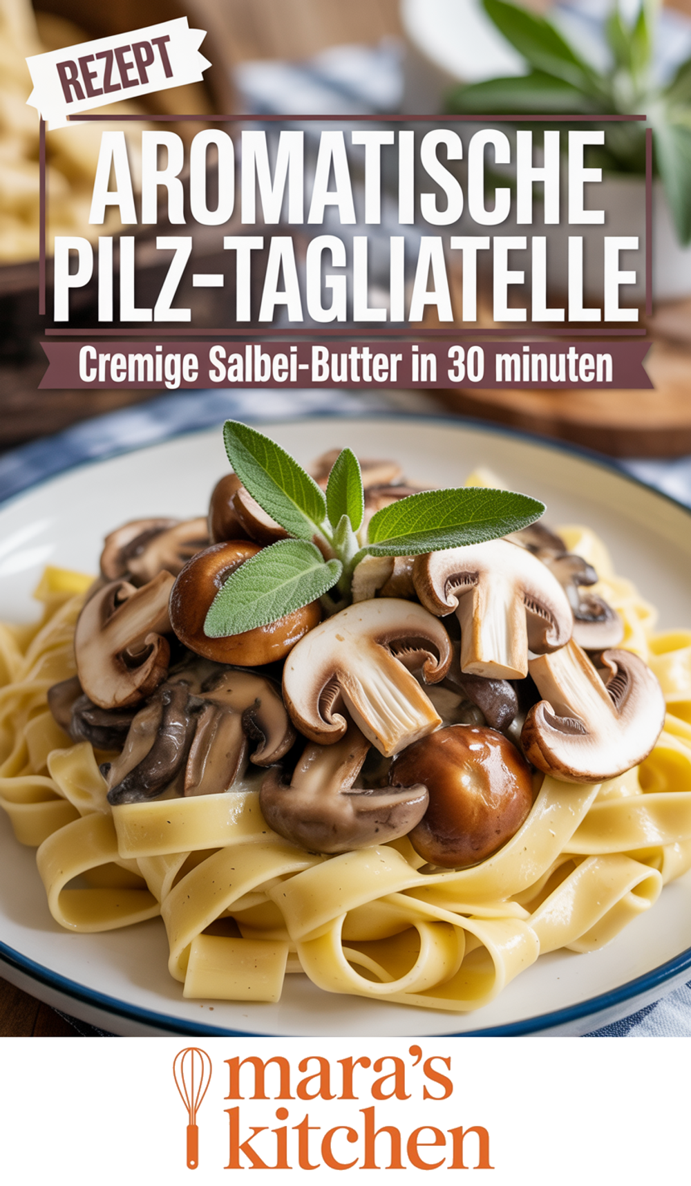 Pilz-Tagliatelle mit Salbei-Butter-Sauce Pinterest Pin